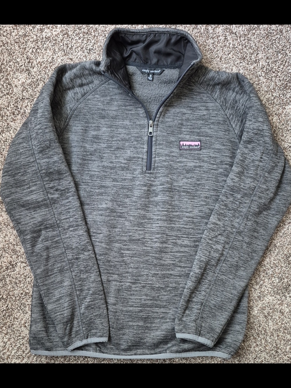 Simply Southern Women's Gray Quarter-Zip Pullover Sweater Size SMALL S FALL COLD